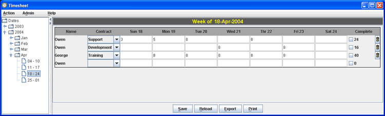 TimeSheet Management System Screenshot